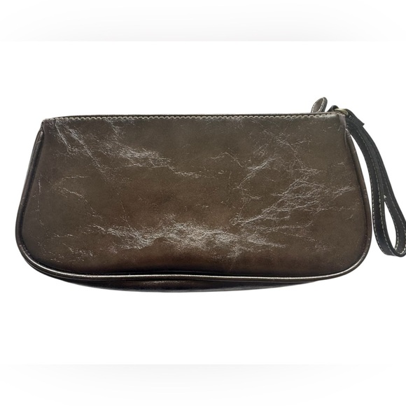 Unbranded faux Leather Y2K 2000s Style Chocolate Brown Zip Closure Wristlet - Picture 2 of 9